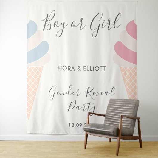 エレガントなアイスクリーム パステル 性別発表 タペストリー (インサイチュ)