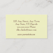 エレガントなアイボリーおよびブラウンのダマスク織の名刺 名刺 (裏面)