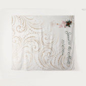 エレガントなアイボリーとゴールドのクリスマスウェディングバックドロップ タペストリー (正面(横))