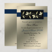 エレガントなアイボリーとネイビーの企業パーティー招待状 招待状 (正面/裏面)
