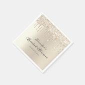 エレガントなアイボリーのスパークリング グリッター スクリプト ブライダル シャワー スタンダードカクテルナプキン (角)