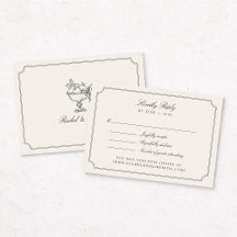エレガントなアイボリーの二重枠付結婚式RSVPカード