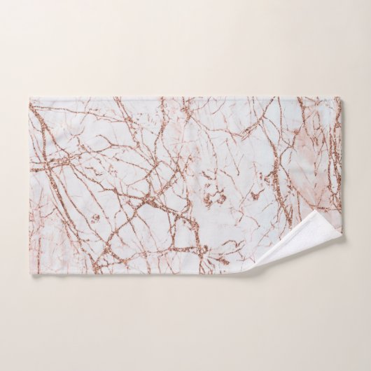 エレガントなアイボリーの白いのどのばら色の金ゴールドのグリッターの大理石 ハンドタオル (ハンドタオル)