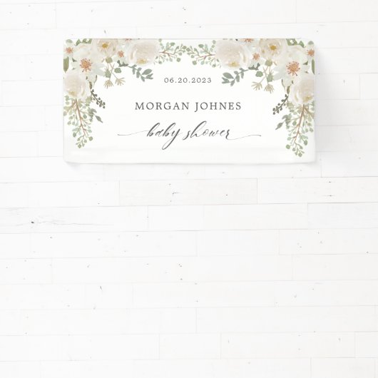 エレガントなアイボリーの花のブライダルシャワーのギフトタグ 横断幕 (インサイチュ)