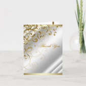 エレガントなアイボリーの金ゴールドの渦巻は感謝していしています サンキューカード