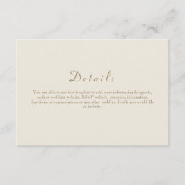 エレガントなアイボリーゴールドのウェディング詳細 エンクロージャーカード