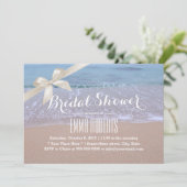 エレガントなアイボリーリボンビーチ ブライダルシャワー 招待状 (スタンド正面)