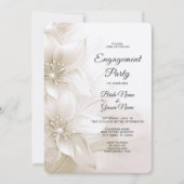 エレガントなアイボリー白花エンゲージメント招待状 招待状 (正面)