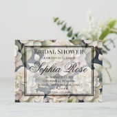 エレガントなアイボリー ピンク 緑 ネイビー 水彩 花 招待状 (スタンド正面)