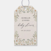 エレガントなアイボリー フラワーブライダルシャワー ギフトタグ (正面)