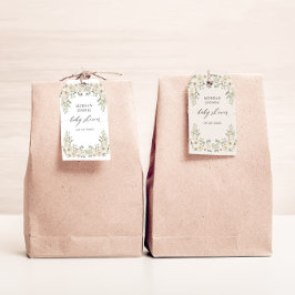 エレガントなアイボリー フラワーブライダルシャワー ギフトタグ