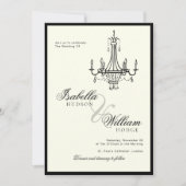 エレガントなアイボリー ブラックアンドホワイト フォトウェディング 招待状 (正面)