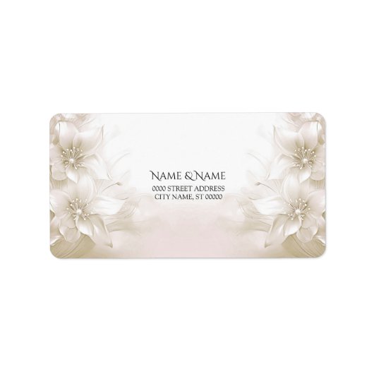 エレガントなアイボリー ホワイト フラワーズ アドレス ラベル (正面)