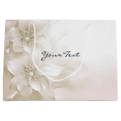 エレガントなアイボリー ホワイト フラワーズ ギフトバッグ (正面)