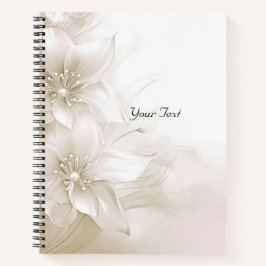エレガントなアイボリー ホワイト フラワーズ ノートブック