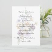 エレガントなアイボリー、ラベンダー＆ブルーの花束 5x7 招待状 (スタンド正面)