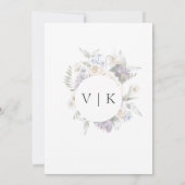 エレガントなアイボリー、ラベンダー＆ブルーの花束 5x7 招待状 (裏面)