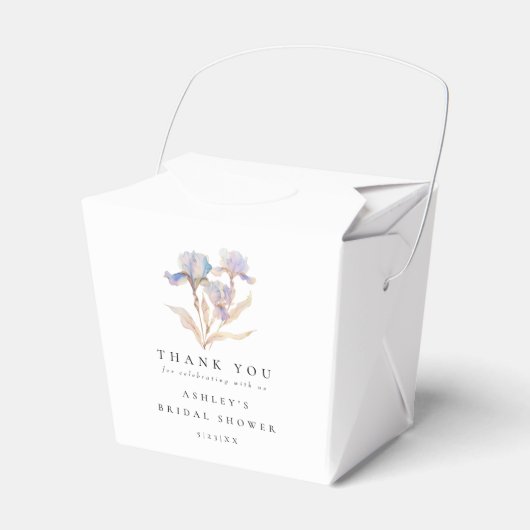 エレガントなアイリス フラワーブライダルシャワー フェイバーボックス (正面サイド)