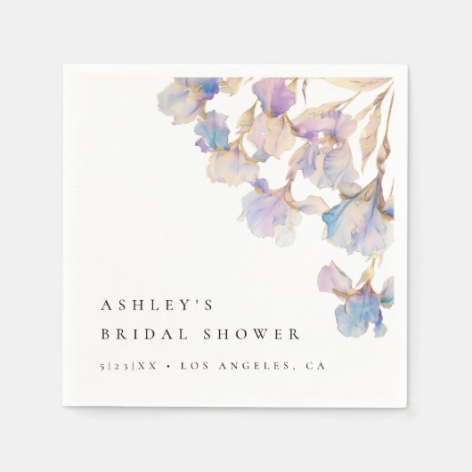 エレガントなアイリス ブライダルシャワー スタンダードカクテルナプキン (正面)