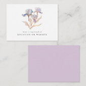 エレガントなアイリス ブライダルシャワー レジストリー エンクロージャーカード (正面/裏面)