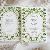 エレガントなアイルランドのシャムロックとハートの水彩ウェディング 招待状