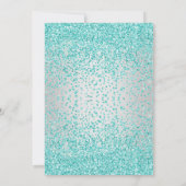 エレガントなアクアシルバーグリッターの花柄ウェディング 招待状 (裏面)