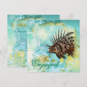 エレガントなアクアビーチテーマエンゲージメント 招待状 (正面/裏面)