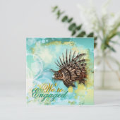 エレガントなアクアビーチテーマエンゲージメント 招待状 (スタンド正面)