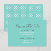 エレガントなアクアブルーのウェディング ブライダルシャワー レジストリー エンクロージャーカード (正面/裏面)