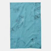 エレガントなアクアブルーの大理石のウェディング キッチンタオル (縦)