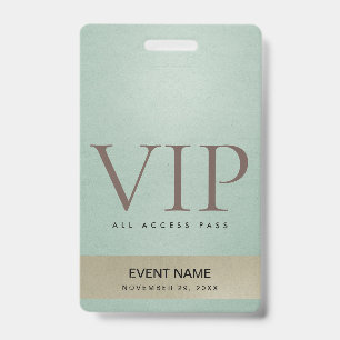 エレガントなアクアブルー淡金色VIPイベントアクセスパス バッジ