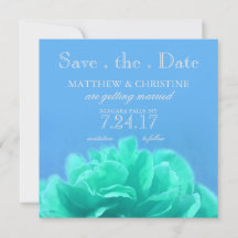 エレガントなアクアマリン ブルーの花の「Save The Date」お知らせ