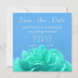 エレガントなアクアマリン ブルーの花の「Save The Date」お知らせ 招待状