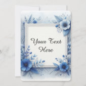 エレガントなアクセントが付いた青い花の水彩 招待状 (正面)