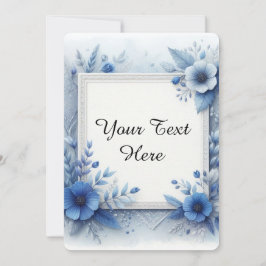 エレガントなアクセントが付いた青い花の水彩 招待状