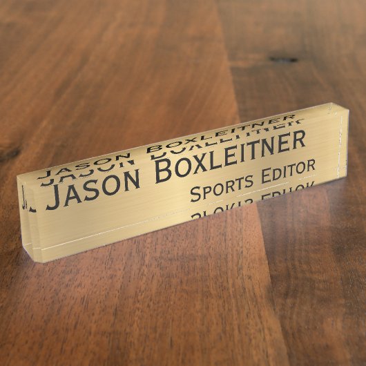 エレガントなアクリルの金ゴールドの名札 デスクネームプレート (側面)