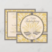 エレガントなアザミおよびムギの感謝祭 招待状 (正面/裏面)
