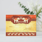 エレガントなアジアの白い象の結婚式の出欠確認カード 招待状 (スタンド正面)