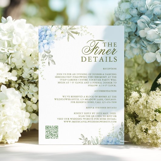 エレガントなアジサイの結婚式の詳細 エンクロージャーカード
