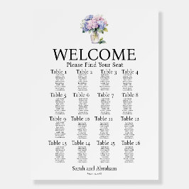エレガントなアジサイの結婚式座席表