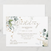 エレガントなアジサイ 白 横 ブライダルシャワー 招待状 (正面/裏面)
