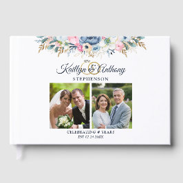 エレガントなアニバーサリー・ウォーターカラー・フラワーズ　２つの写真 ゲストブック