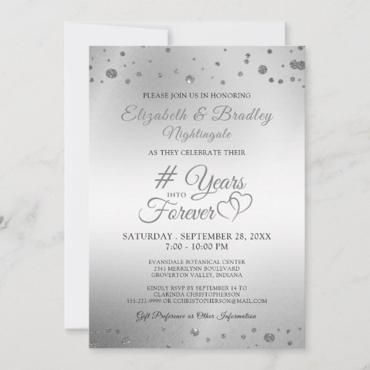 エレガントなアニバーサリー ハーツ YEARS INTO FOREVER 招待状 (正面)