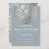 エレガントなアニバーサリー パーティーの招待状 ゴールド フォイル 招待状 (正面/裏面)