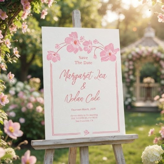 エレガントなアネモネの花の結婚式延期通知 招待状
