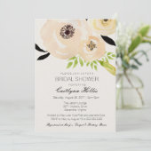 エレガントなアネモネ ブラックホワイト フラワーブライダルシャワー 招待状 (スタンド正面)