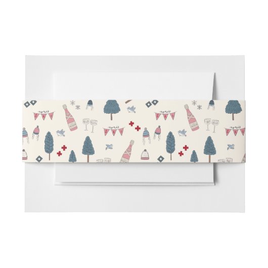 エレガントなアフタースキー ブライズメイド 山の週末 招待状ベリーバンド (正面例)