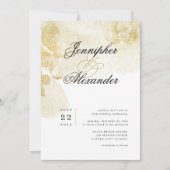 エレガントなアブストラクトウォーターカラーゴールドウェディング 招待状 (正面)
