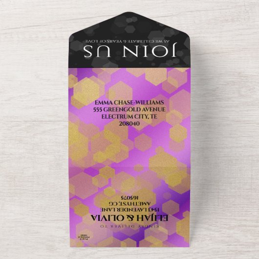 エレガントなアメシスト 6周年結婚記念日 オールインワン招待状 (外側)