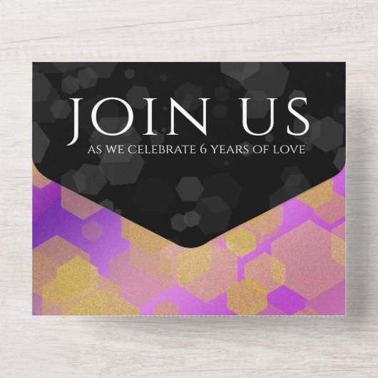 エレガントなアメシスト 6周年結婚記念日 オールインワン招待状 (裏面)